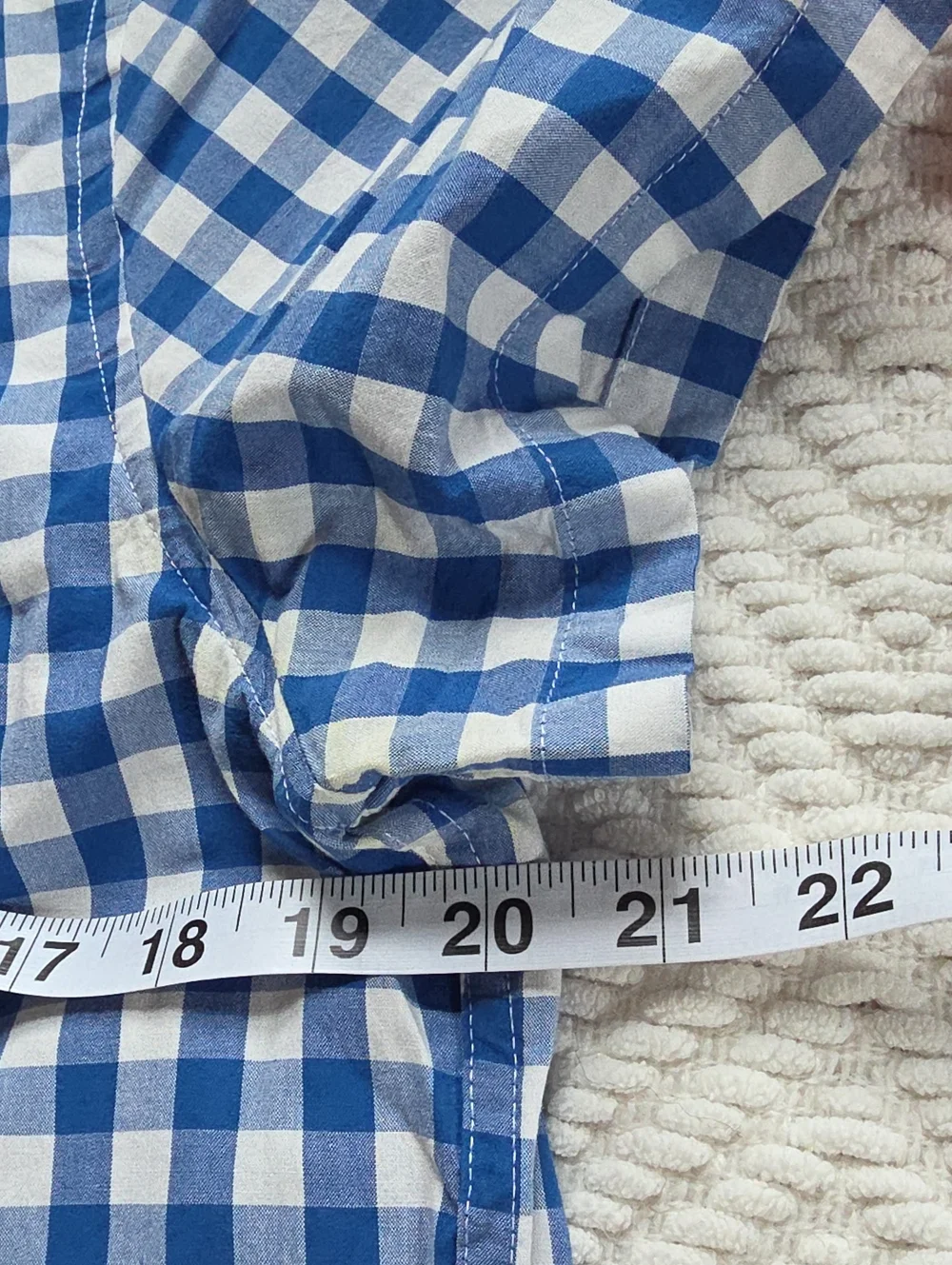 Men's J Crew Short Sleeve Button-down Blue & White White Check Size Medium, SLIM
